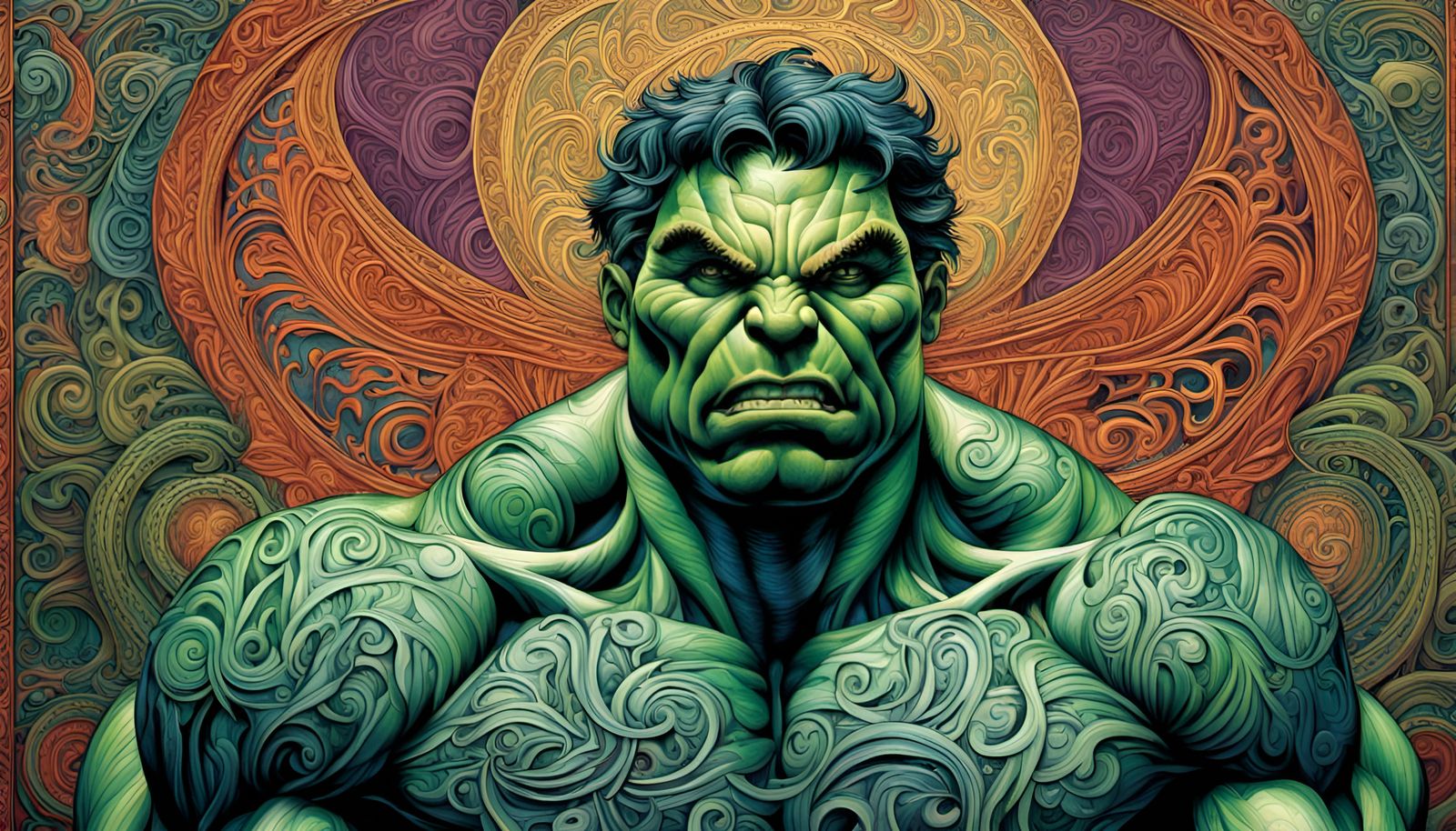 Incredible Hulk in Monochromatic Baroque Style