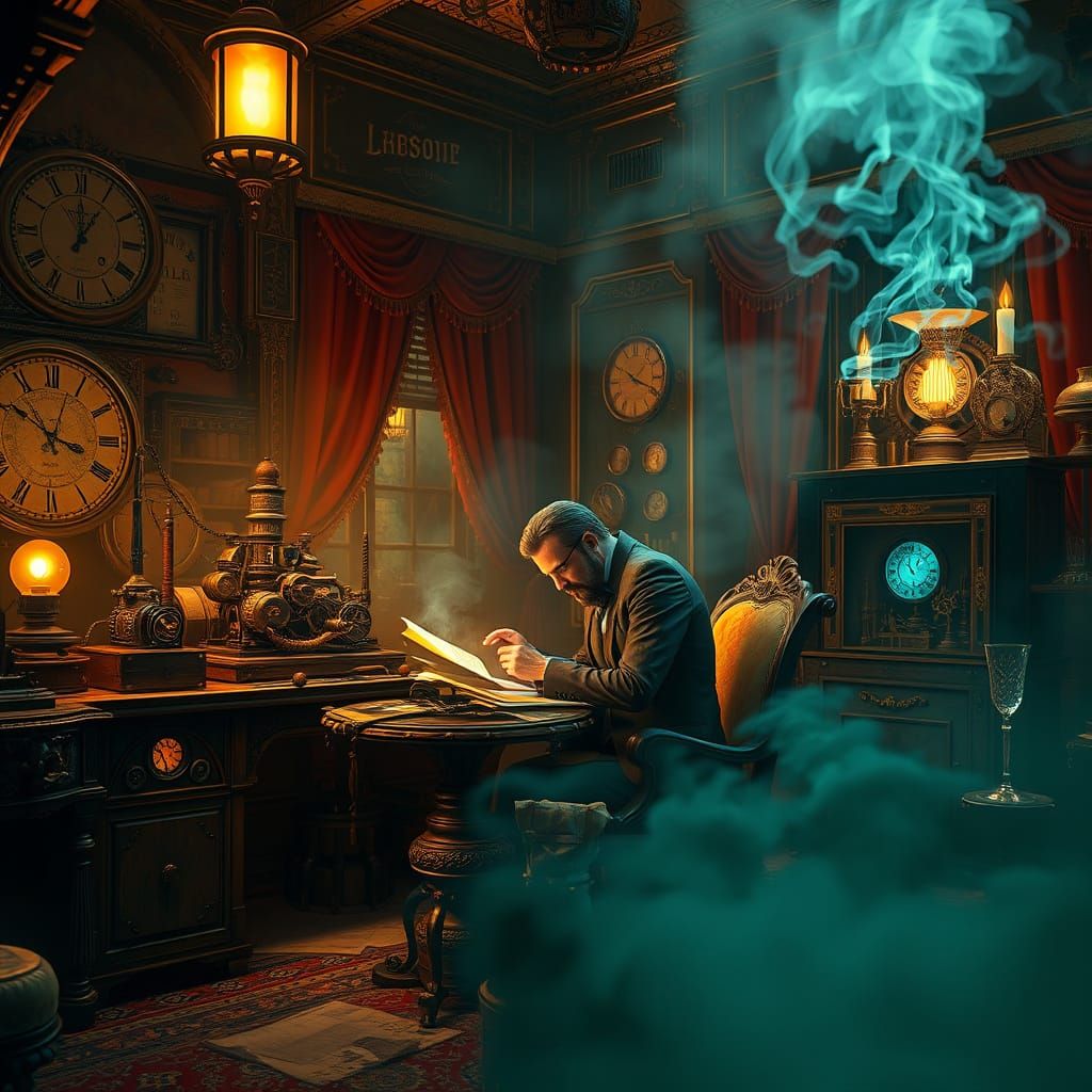 Regal Inventor in a Victorian-Era Study of Whimsical Wonder