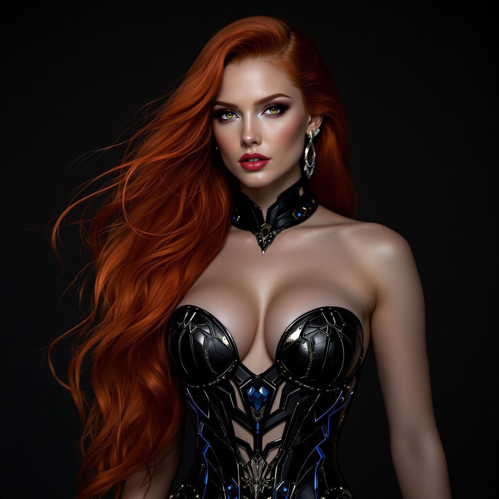 Elegant Woman in Futuristic Art Nouveau Style