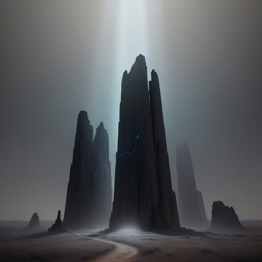 Alien Monolith in Desert Landscape