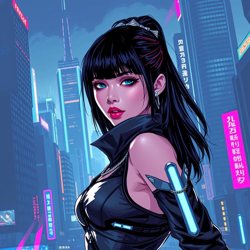 Cyberpunk K-Pop Star in Pixel Art Style