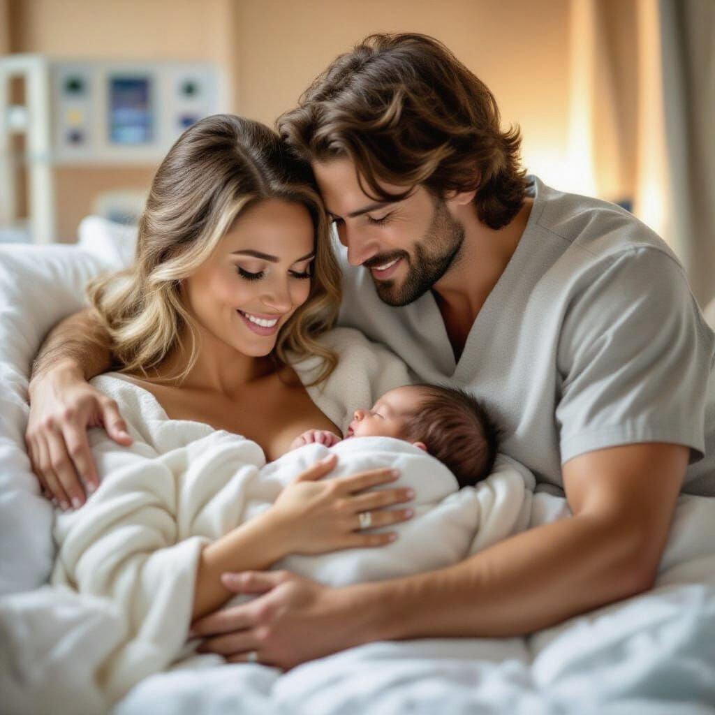 New Mother with Baby in Hospital