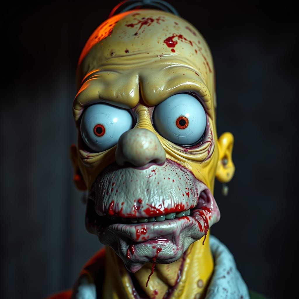 Grotesque Homer Simpson in Hyperrealistic HDR