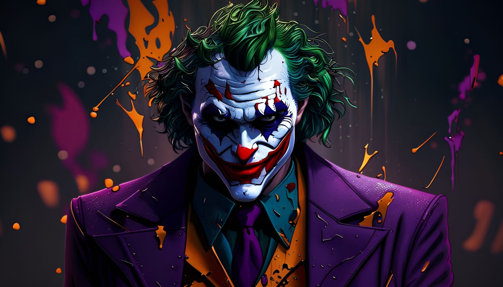 The Joker Portrait in Detailed Matte Painting Style