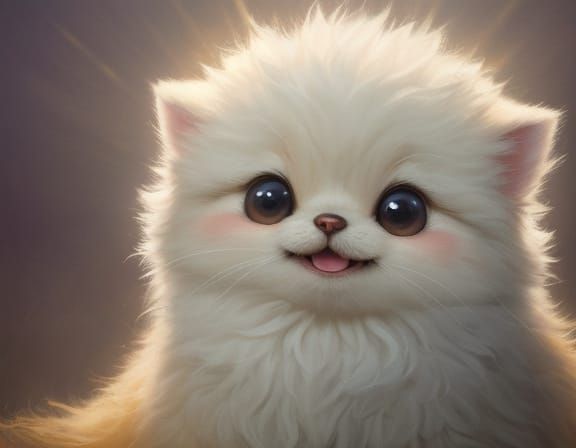 Cute Fluffy Critter with Joyful Expression