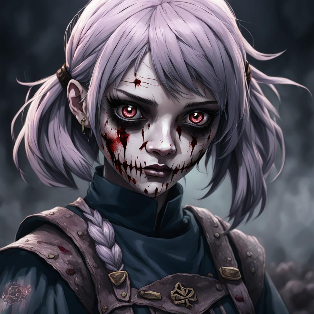 Cursed Girl Portrait in Dark Style