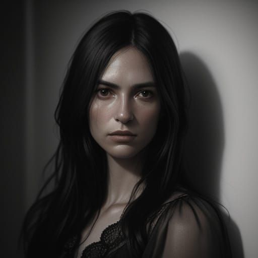Hyperrealistic Portrait of Elena in Moody Lighting