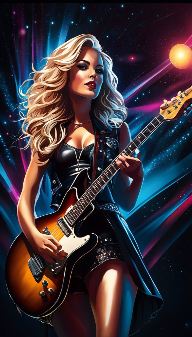 Blonde Rockstar on Stage in Concert Poster