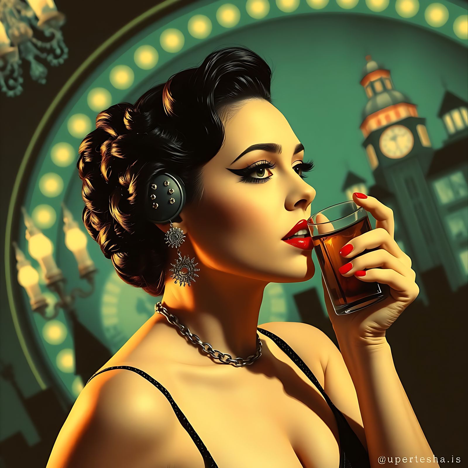 A gorgeous Film Noir pin-up from the 1920’s done in the styl...