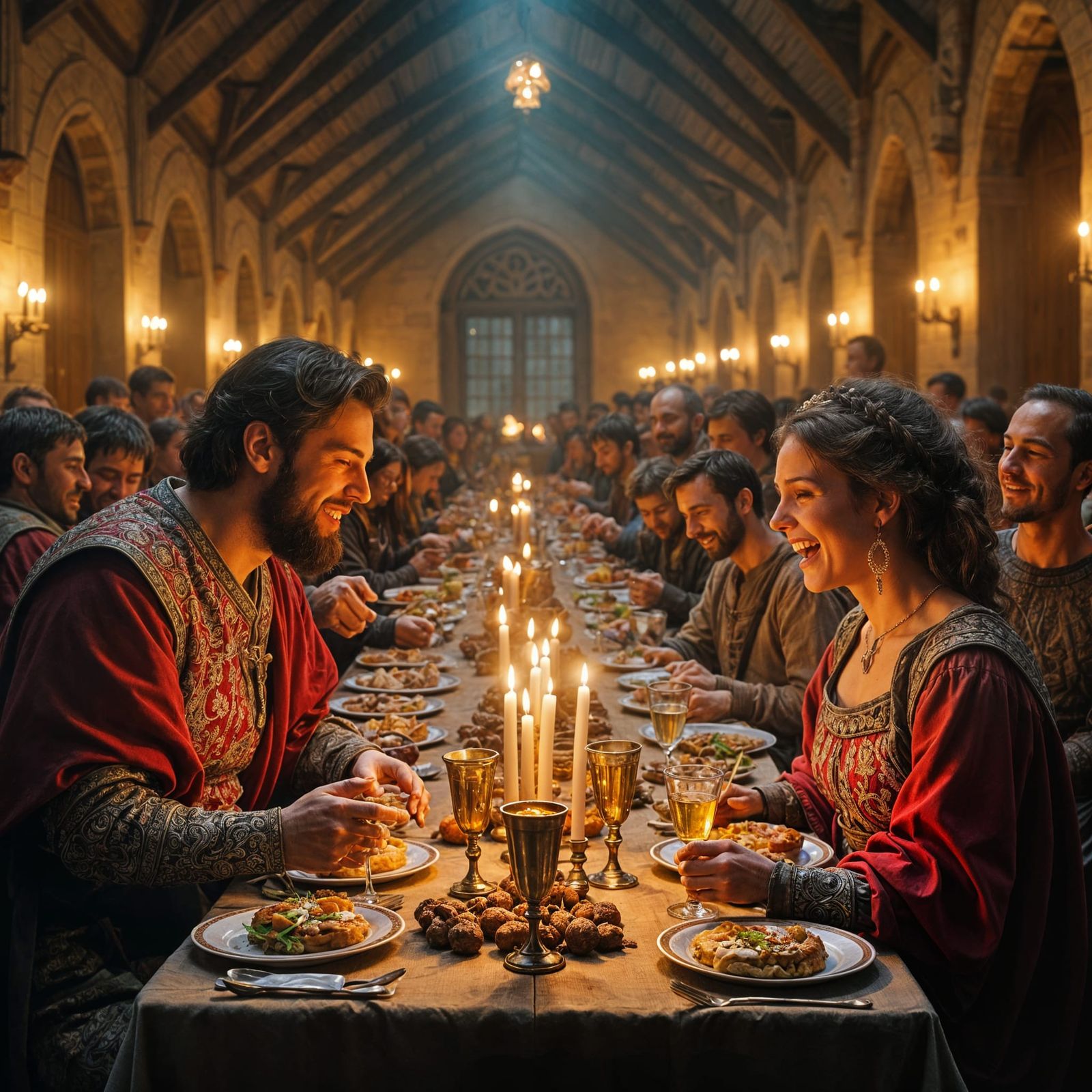 Joyful Medieval Feast Close-Up