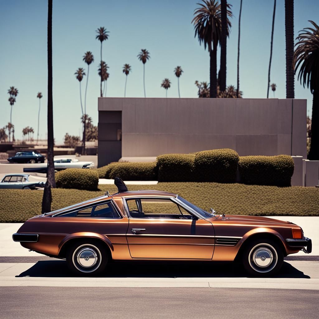Vintage Car on Sunset Blvd at Sunset