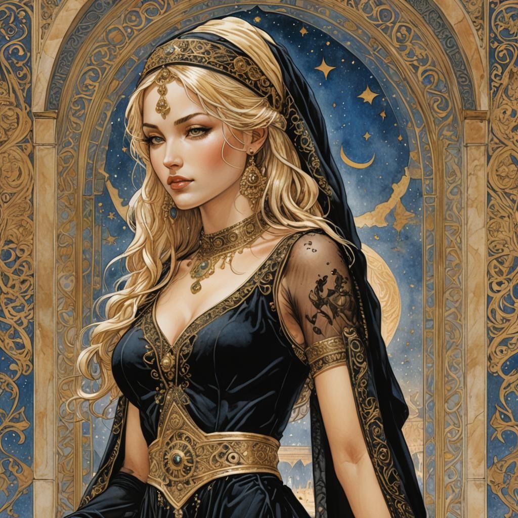 Blond Arabian Princess Inspired by Milo Manara