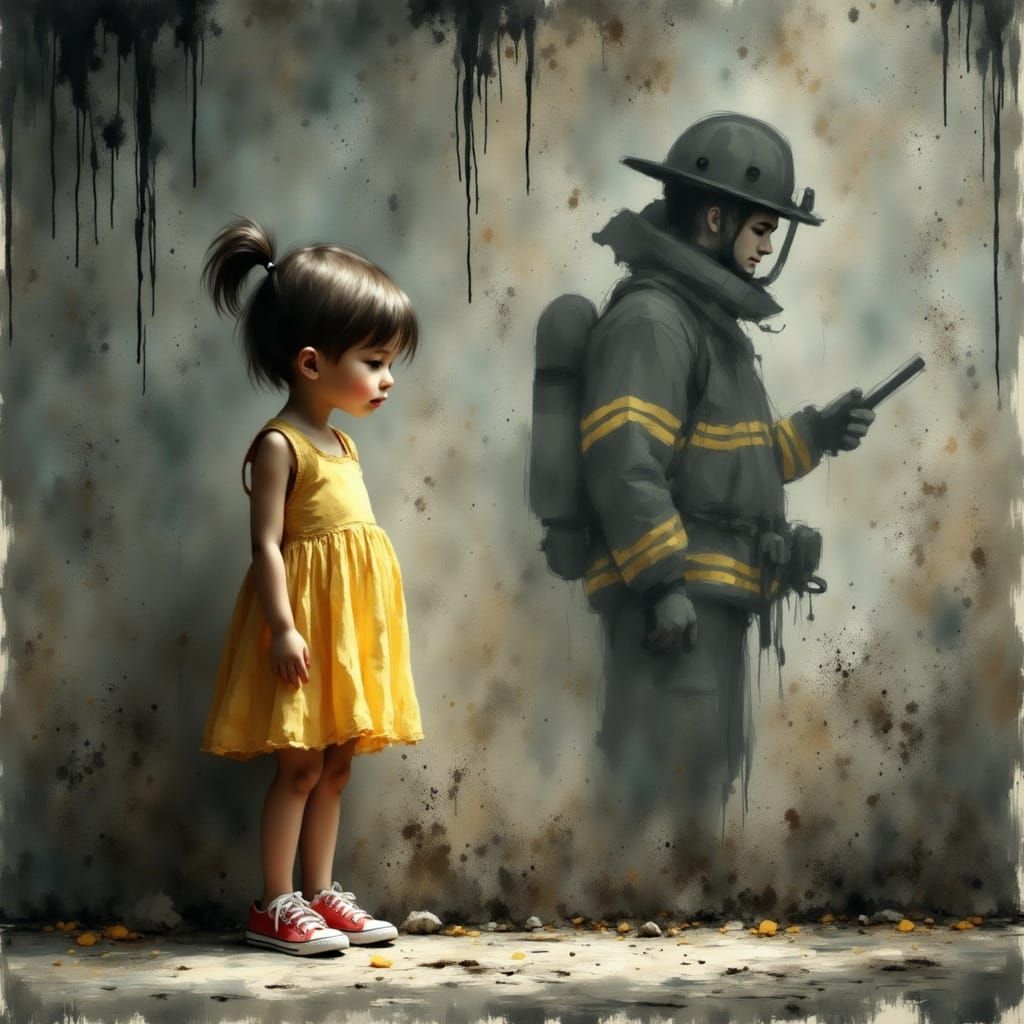 Young Girl Becomes Heroic Firefighter in Dreamlike Scene