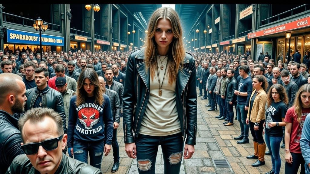 Punk Rock Crowd Overhead View in Mad Magazine Style