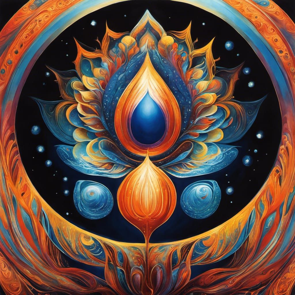 Shiva Lingam in Watercolor with Galaxy Fireworks