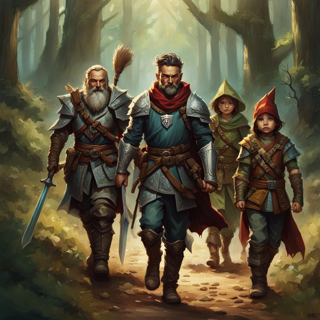 D&D Party Walks Down Wooded Path