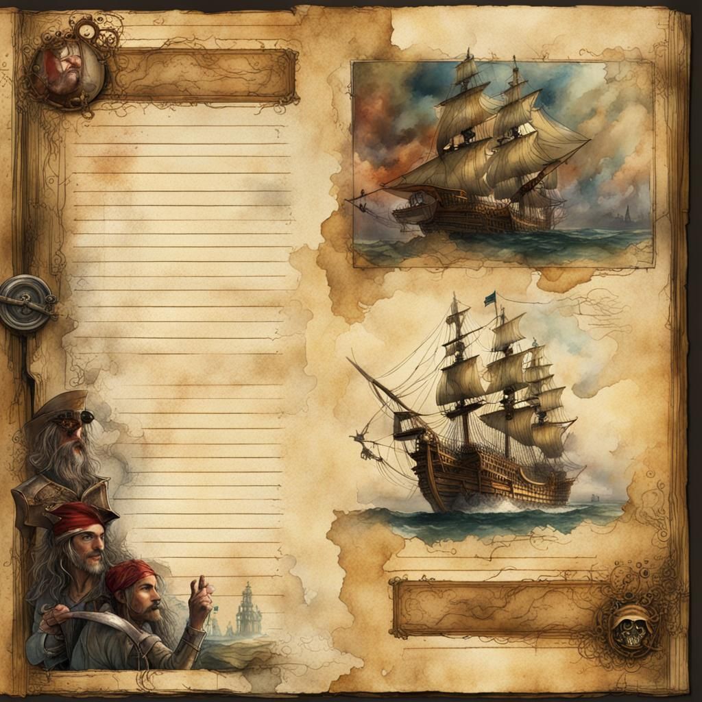 Pirate's Journal: A Vintage Watercolor Portrait