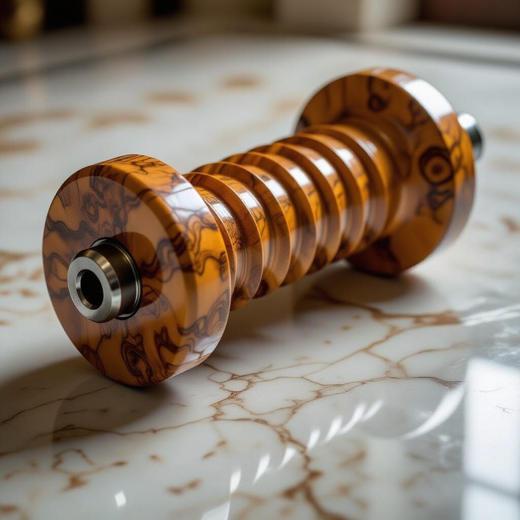 Massive Burl Wood Screw on Marble Floor