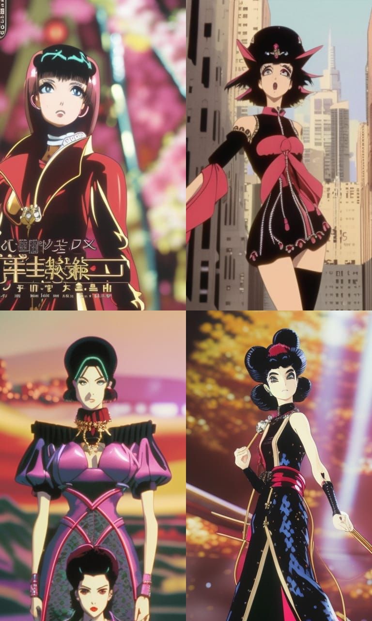 Gothic Vampire Queen: Anime-Style Portrait in Retro Style