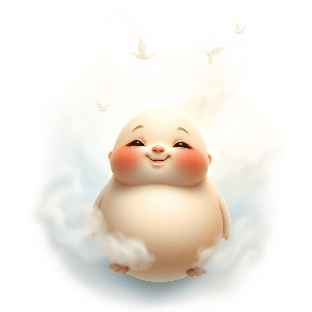 Enchanting Plump Character in Dreamlike Setting