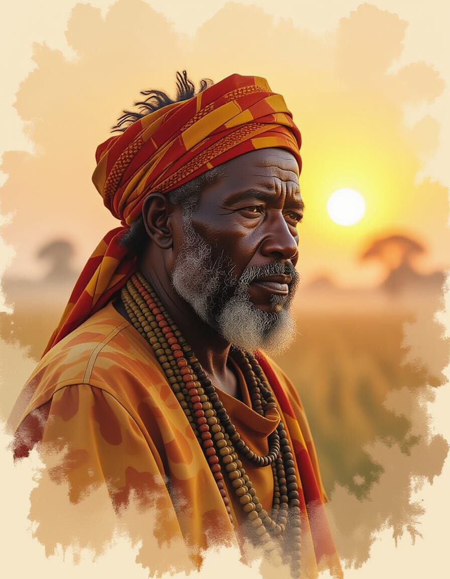 Ethereal African Village in Golden Light