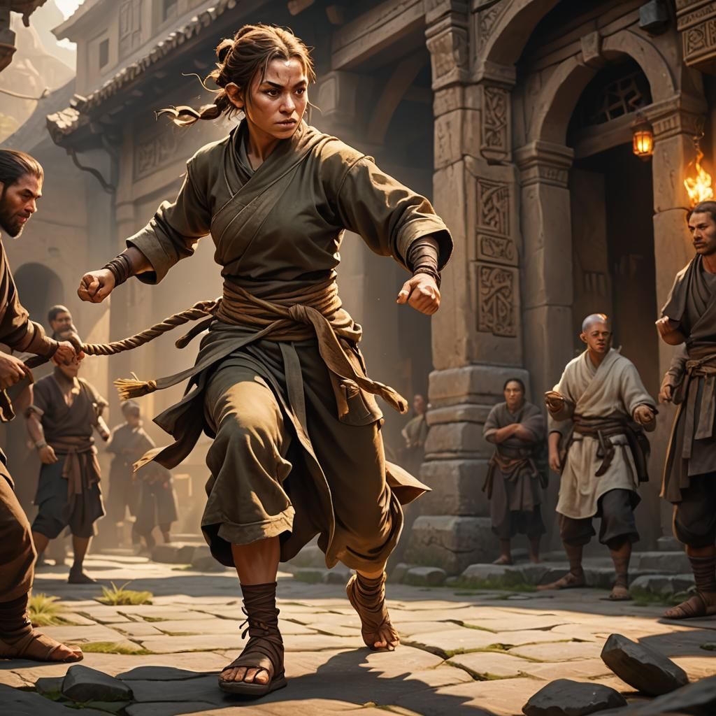 Halfling Monk in Fighting Stance: Fantasy Concept Art