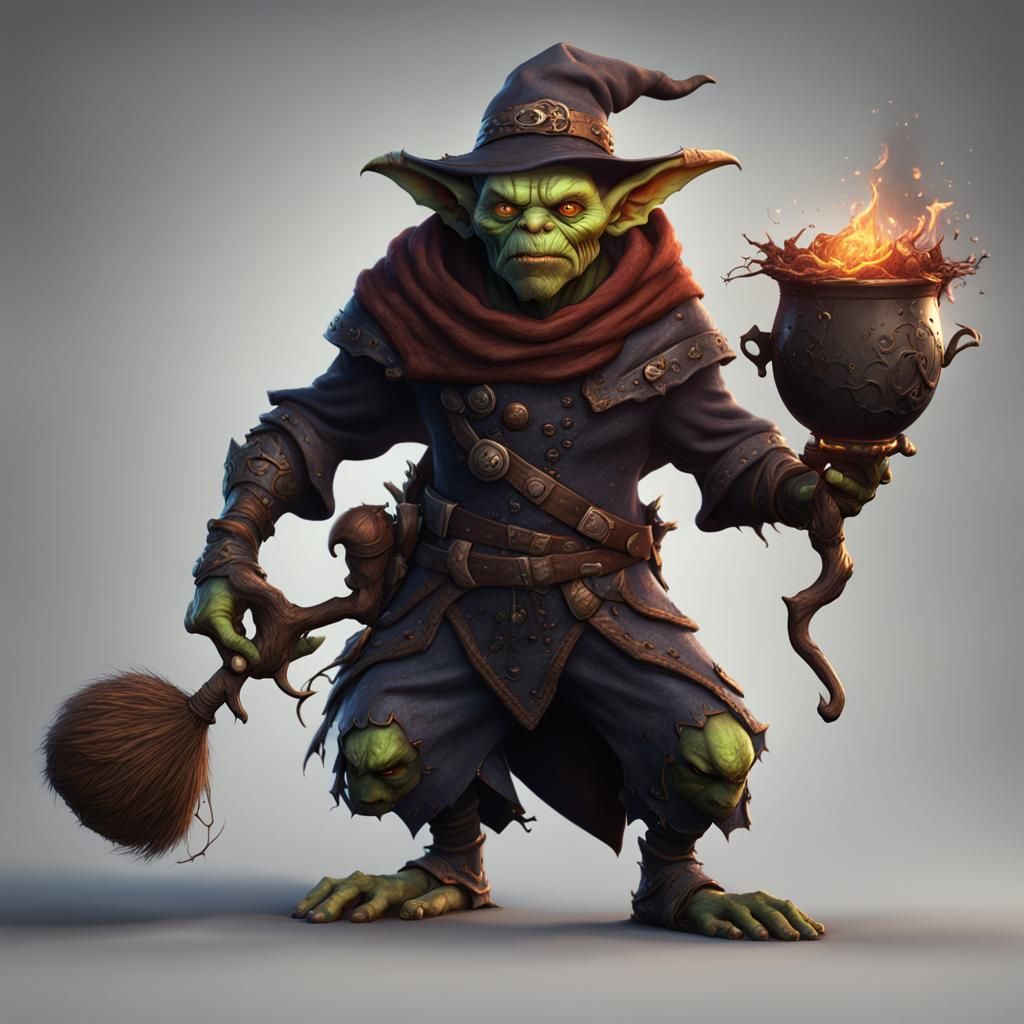 Detailed Goblin Witch Fantasy Concept Art