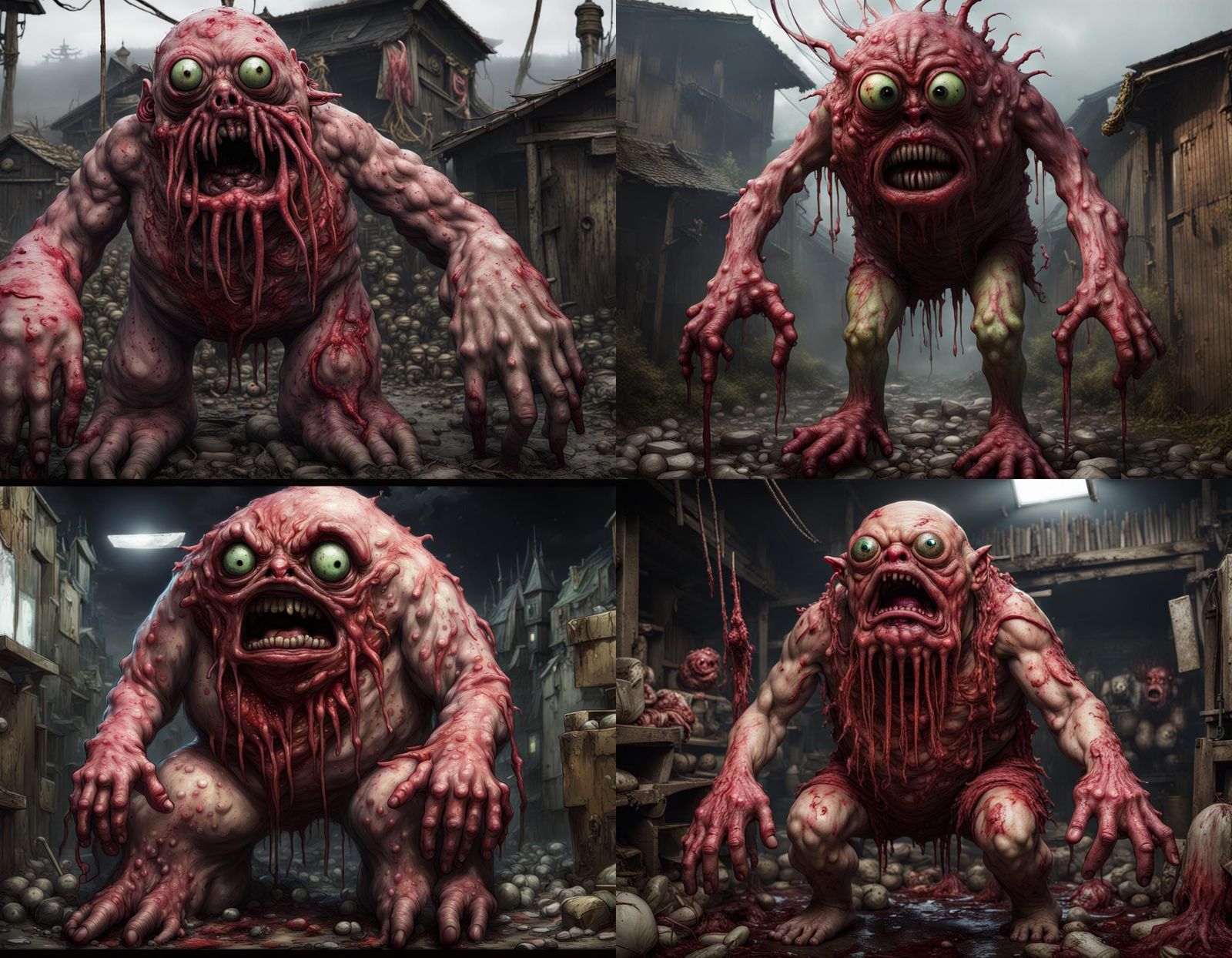 Eerie Mutant Monster Village in Oily Miasma