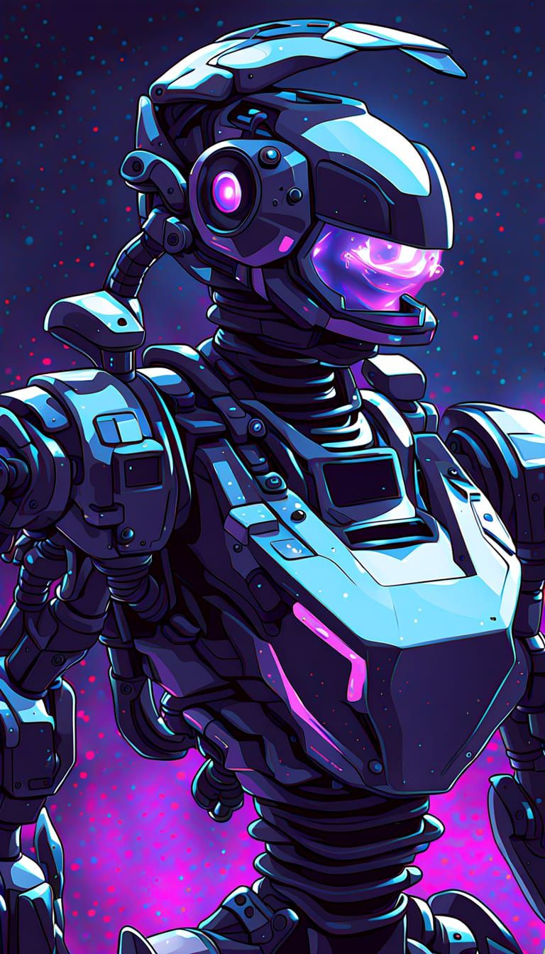 Robots Escape Earth: Cyberpunk Concept Art in Space