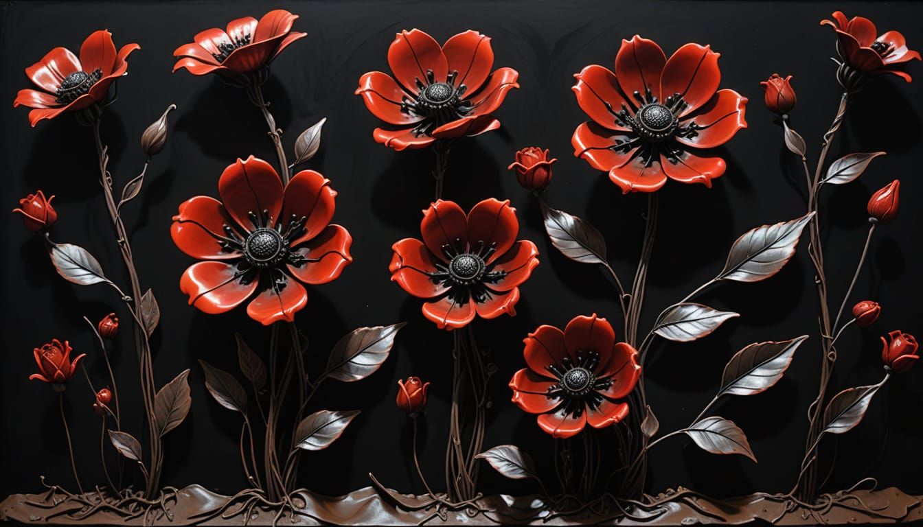 Red-Hot Steel Flowers Erupt from Clay in Surreal Airbrush Ar...