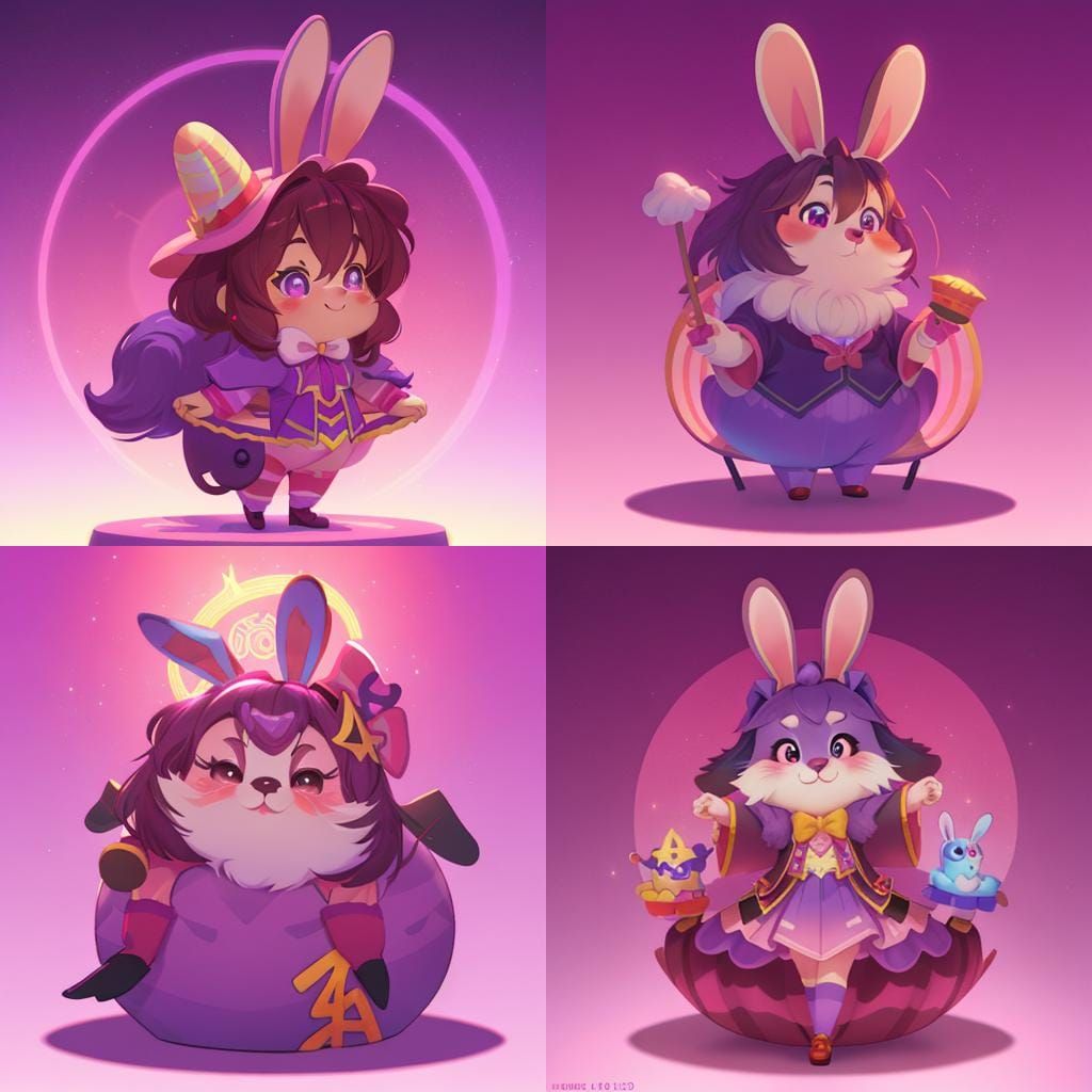 Purple Bunny Furry Circus Ringleader in 3D