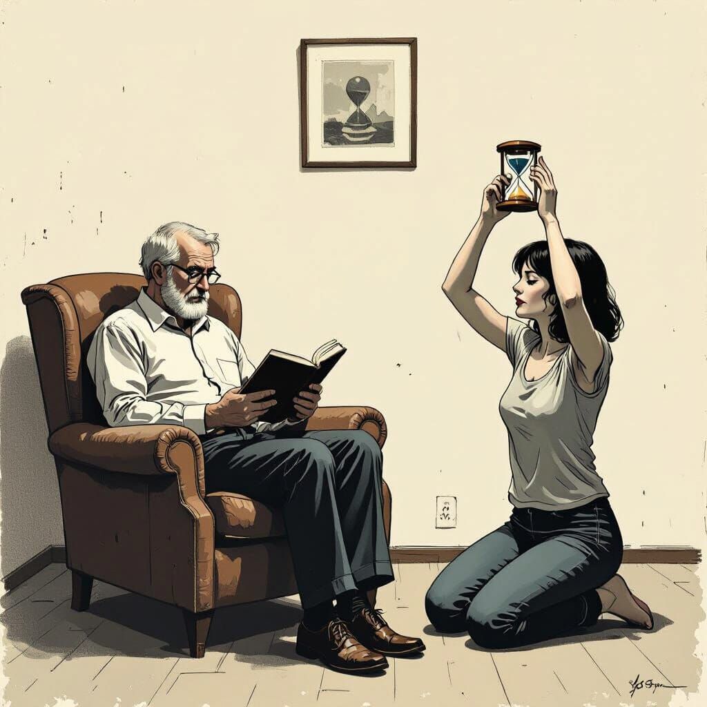 Melancholy Hourglass: Homage to Expressionist Masters