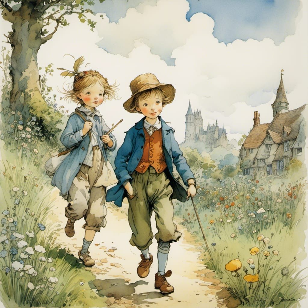 Charming Child Illustration in Classic Storybook Style