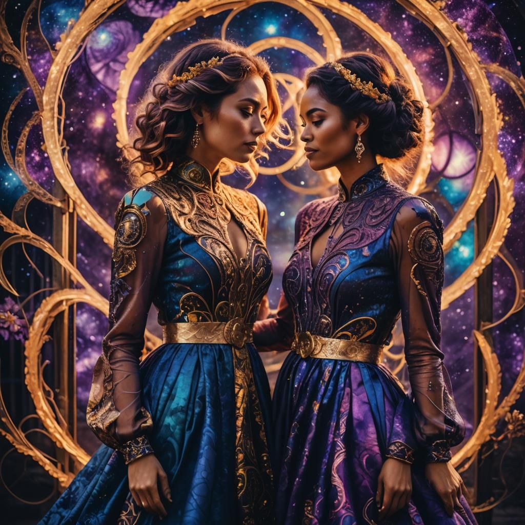Cosmic Double Exposure Portrait in Vibrant Colors