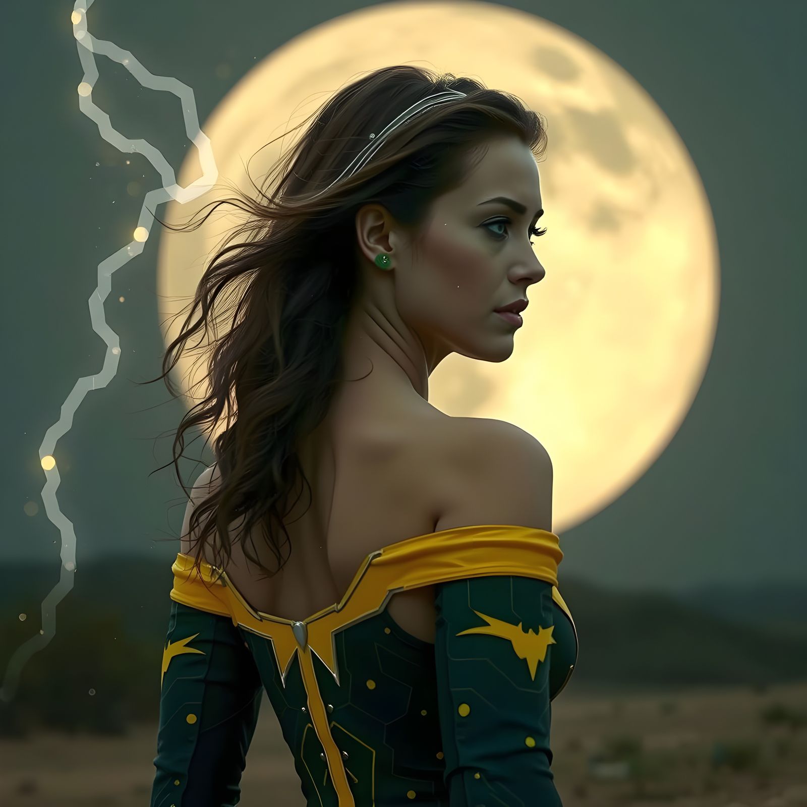 Rogue from X-Men with Circuit Board Overlay