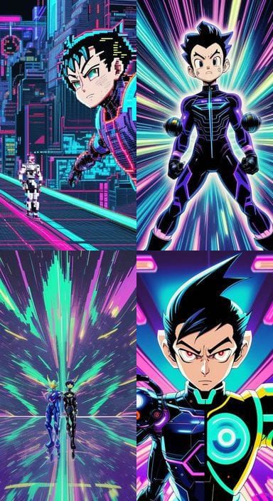 Astro Boy and Professor Ochanomizu Glitch Art