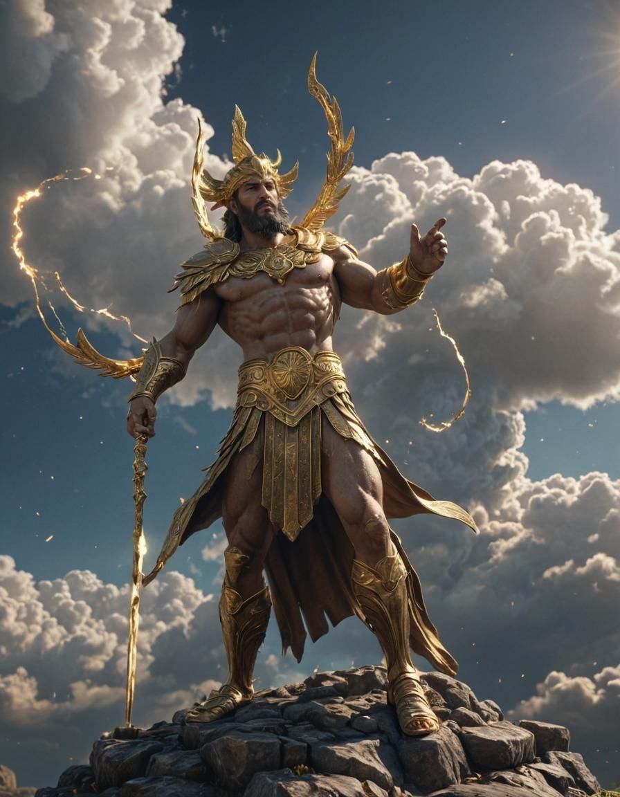 Himeros: Greek God in Golden Aura, 3D Render