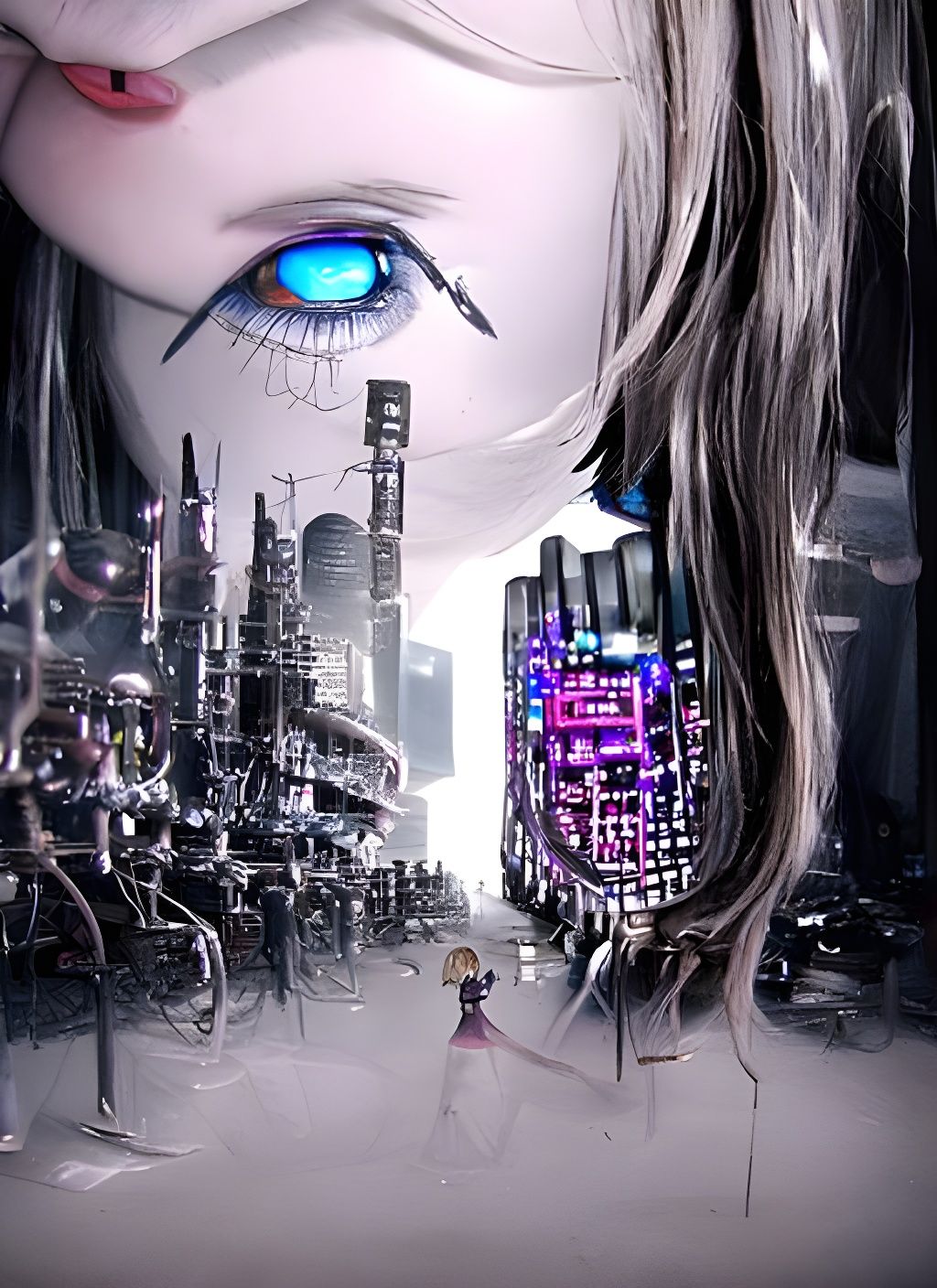 Alice in Cyberpunk Dystopian Wonderland