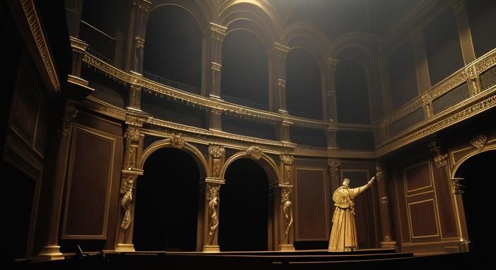 Italian Actor on Stage in Chiaroscuro Lighting