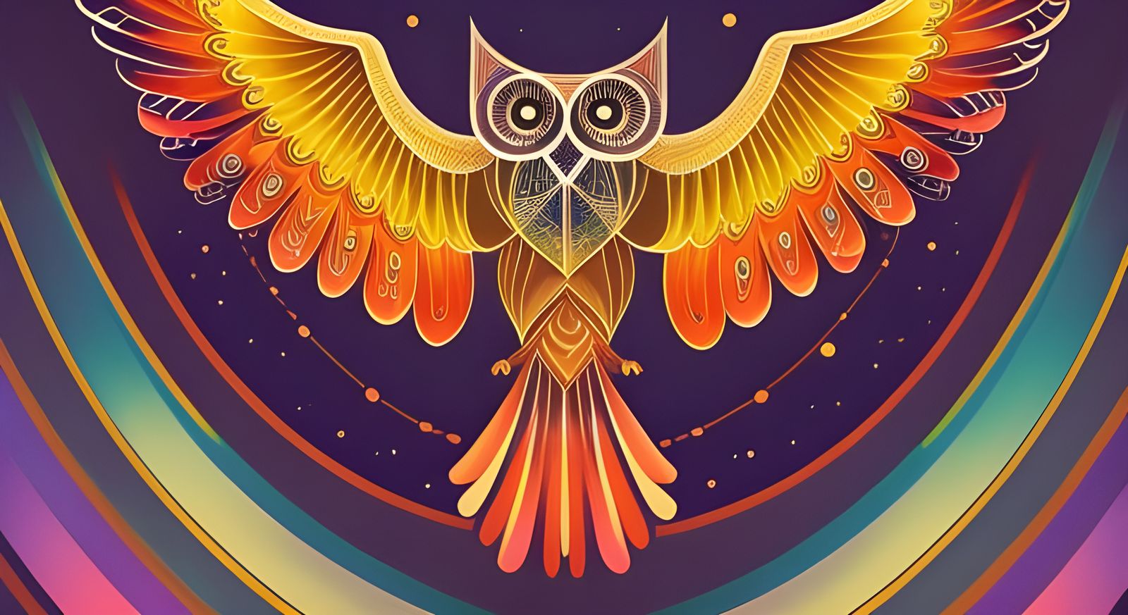 Geometric Abstract Owl Wings Illustration in Art Deco Style