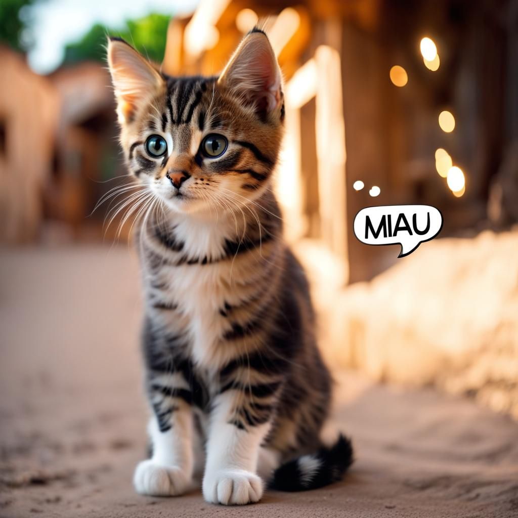 Adorable Kitten in Mexican Village, Bright 4K Shot