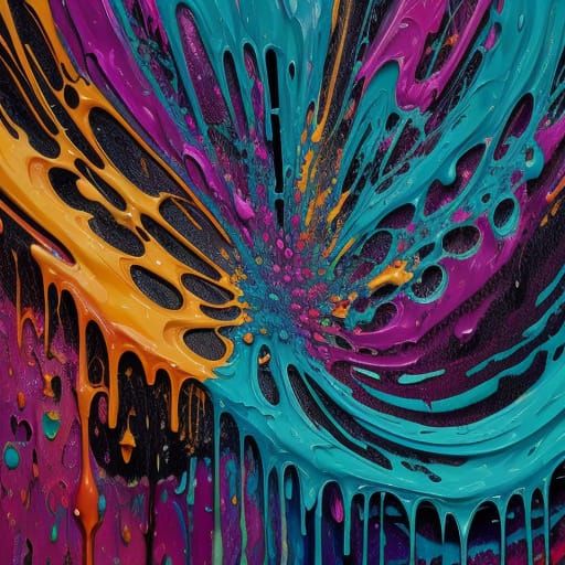 Surreal Dripping Paint Portrait in Oil