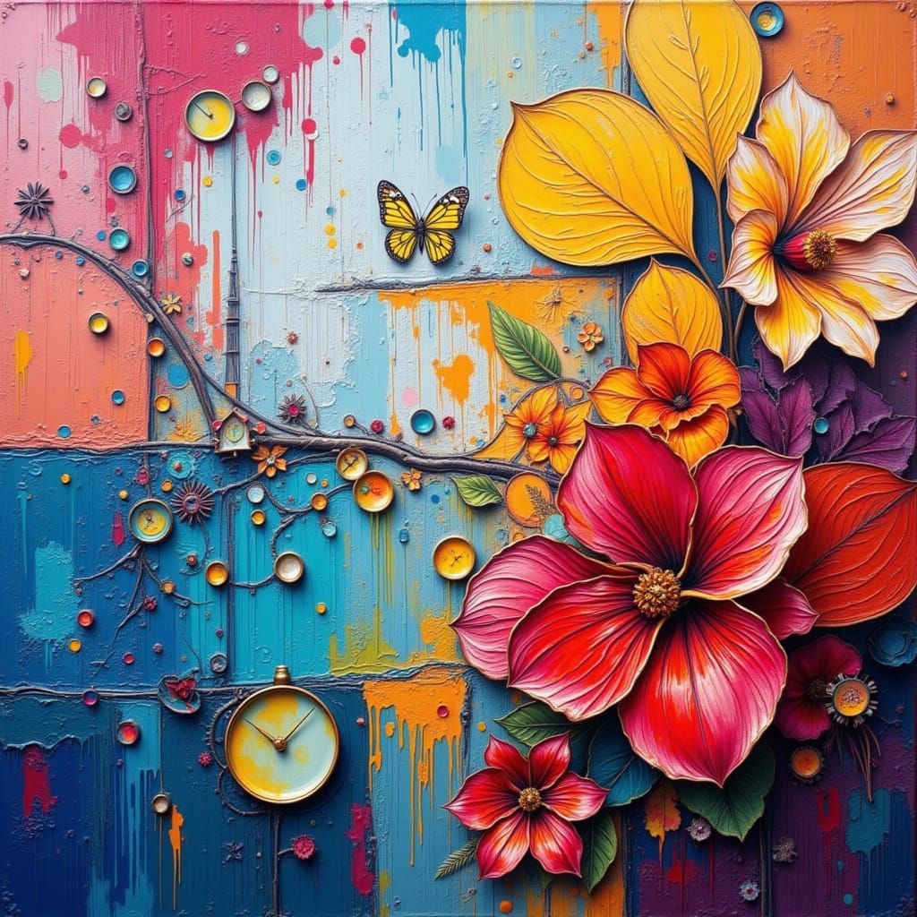 Modern Renaissance Masterpiece with Neon Accents