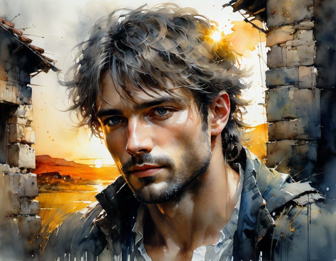 Ethereal Watercolor Portrait in Fairytale Setting