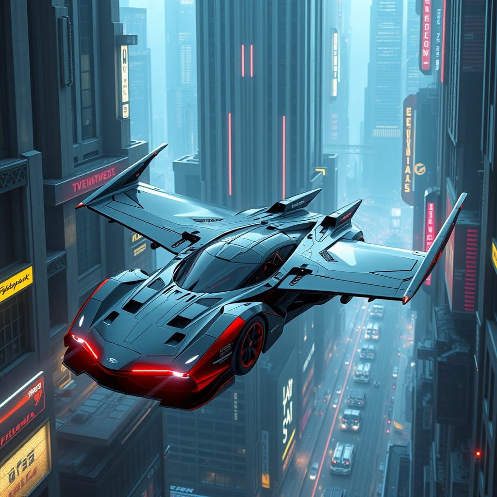 Cyberpunk Spacecraft Blend Angular Brutalism with Sleek Aero...