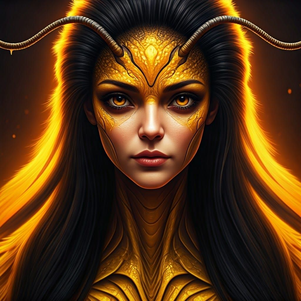 Delicate Honey-Gold Goddess with Ancient Wisdom