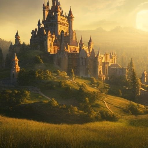 Golden Hour Castle: Epic Digital Matte Painting