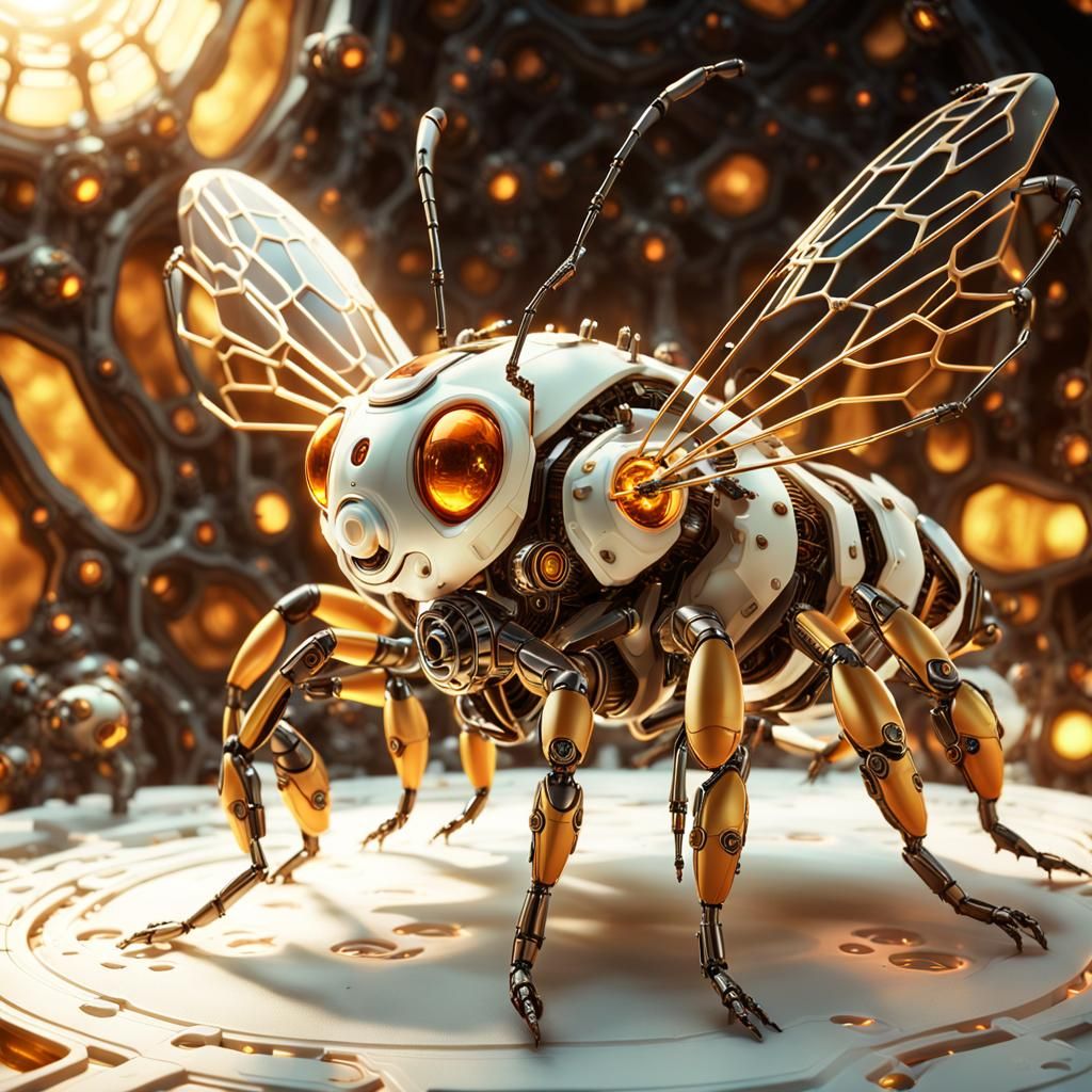 Robotic Bee Milk Producer in Fantasy Concept Art