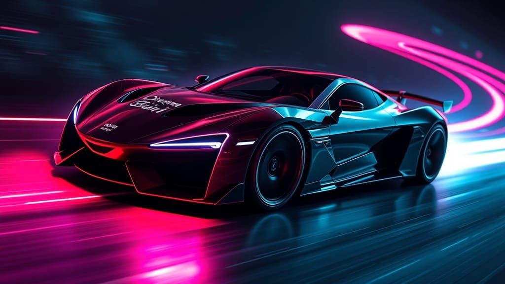 Futuristic Supercar Speeds Through Space in Hyperrealistic D...