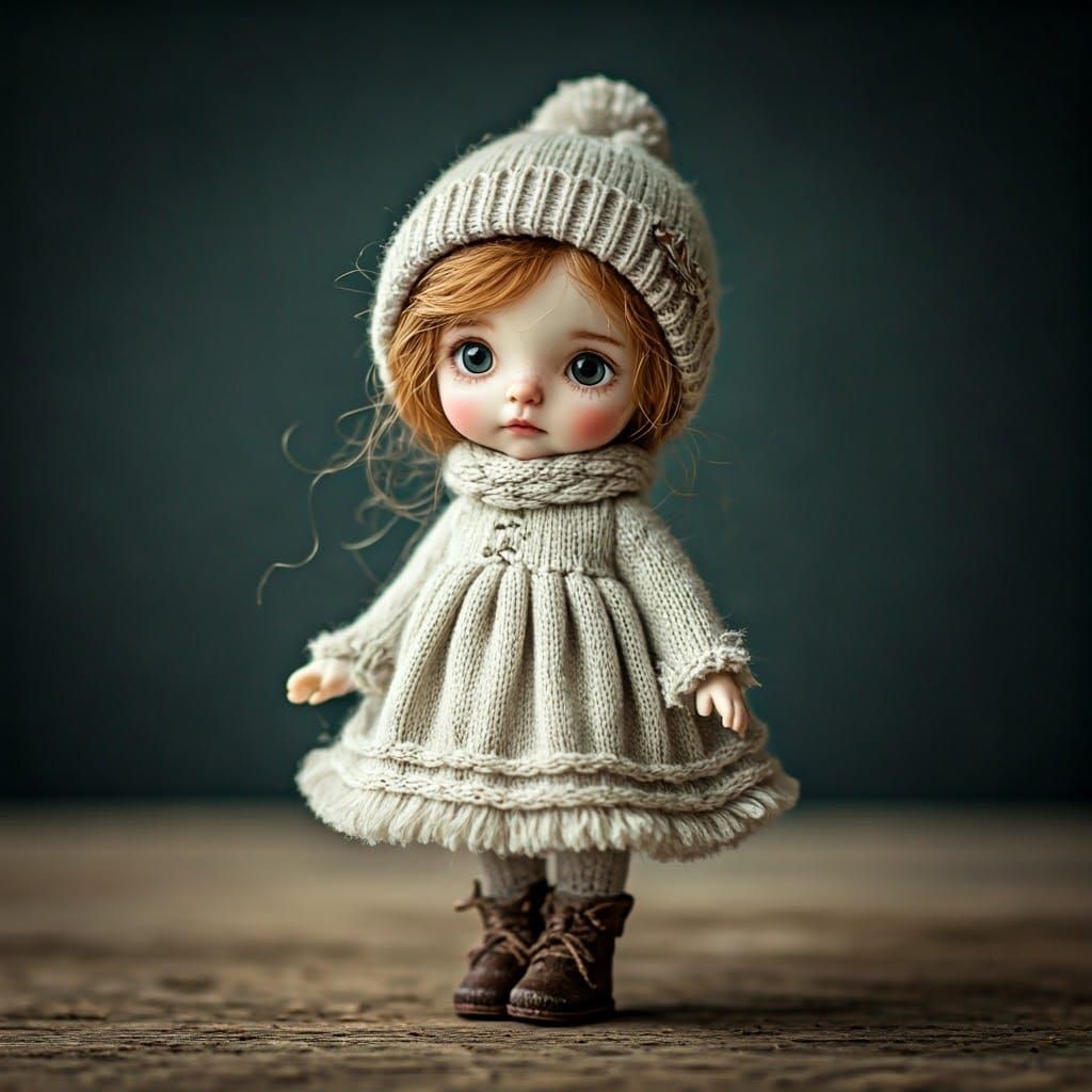 Whimsical Graphite Drawing of Small Doll